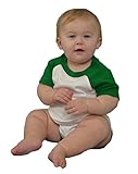 Monag Short Sleeve Raglan Bodysuit 3-6M White/Kelly Green