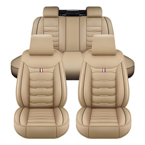 Housse de siège auto imperméable en cuir PU beige pour VW Golf GTI - 2