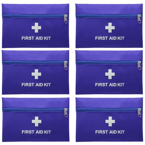 Faylapa 6PCS Empty First Aid Bag, 9.44x5.9 Inches Mini Travel Empty First Aid Kit Pouch for Travel, Home, Office, Car, Camping, Outdoor, Blue(Bag Only)