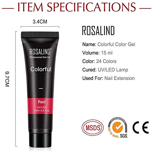 ROSALIND Poly Nail Extension Gel Kit, 6 Nägel Braun Grau Glitzer Poly Nail Farben 15ML Gel Nagellck Soak Off Gel Polish… – Bild 8