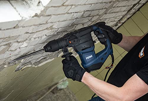 FERM Bohrhammer 1500W - Seiten-Handgriff - Bohren, Hammerbohren und Meißeln - Inkl. 3x SDS Plus Bohrköpfen und 2x SDS Plus Werkzeugköpfen – Bild 4