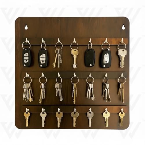Image of Stylish Wooden Large Key Holder 21 Hook Hanger for Home Decor 2 Hook Wall Without Driling Self Adhesive Free