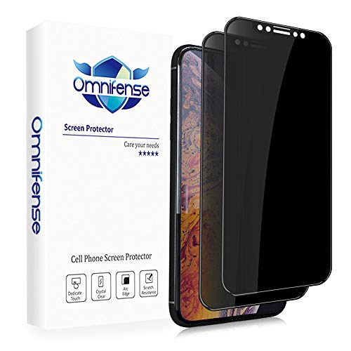 Omnifense 4 Way 360Â° Privacy Tempered Glass Screen Protector for iPhone 11 / iPhone XR, Horizontal and Vertical Anti Spy 9H Scratch Resistant Case Friendly, 2 Pack