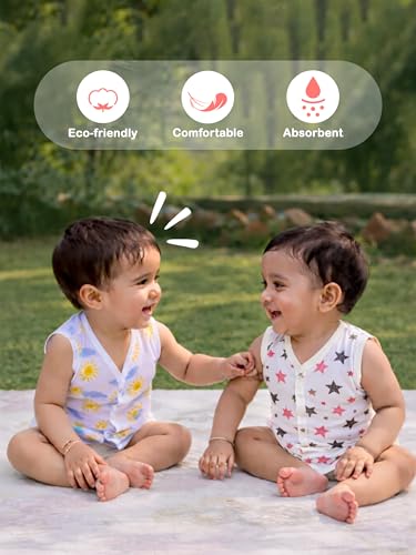 Image of Kidbea Newborn Baby Jhabla Unisex - Organic Cotton Muslin Shirt | Soft & Breathable Summer Wear for Boys & Girls | Cute Prints Infant Clothing