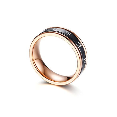 Image of PAURO Roman Numerals Spin Worry Ring | Unisex Stainless Steel, Roman Numerals Spin Worry Ring for Anxiety