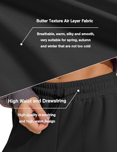 Pinspark Womens Straight Leg Sweatpants Casual Athletic Workout Pants Stretch Soft Lounge Pants With Pockets Black Petite L thumb #4