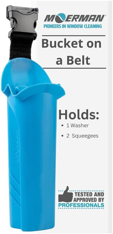 Moerman Window Cleaning Bucket on a Belt with Quick Release, Window Cleaning Bucket, Squeegee Bucket, Window Washing Bucket, Professional Window Cleaning Tools, Cleaning Tool Belt, BOAB