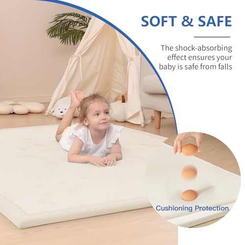 Image of Baby Play Mat for Floor,1.3 inch Thick Memory foam Tummy Time Mat for Toddlers,Infants,kids,Water-Repellent Soft Nursery Rug,Extra Large Non Slip for Crawling&Yoga,Tatami Style for Living Room(Cream)