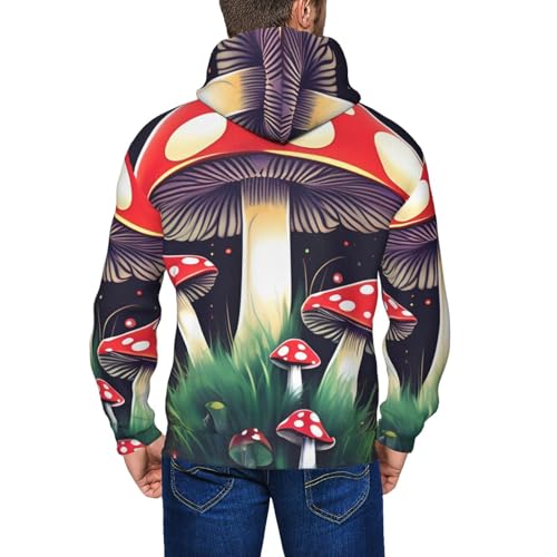 Pull à capuche imprimé champignons magiques graphique et zippé - 7