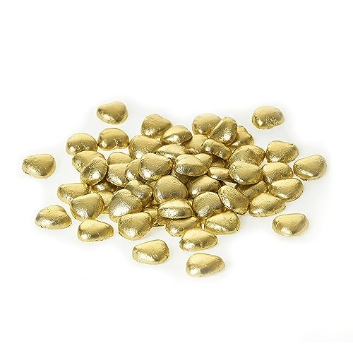100 Milk Chocolate Hearts - Gold foil Mothers Day Chocolates - Creamy Wedding Party Table Favours - Ideal for Parties, Birthdays, Anniversaries, Valentine's Day Chocolates - Image 3
