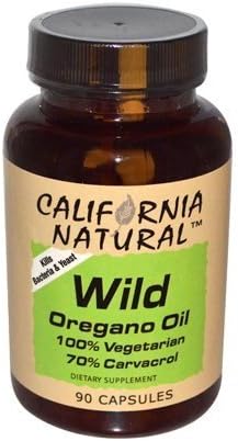 California Natural Wild Oregano Oil Vegetarian Soft Capsules Immune System & Digestive Support - Promote Gut Health & Healthy Digestion - 100% Vegetarian - 70% Carvacrol - Herbal 90 Count