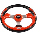 Huskey Parts Company Golf Cart Steering Wheel Orange Color Compatible with Club Car/EZGO/Yamaha, Hub Adapter is Cart Specific