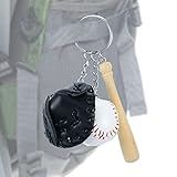 Mini Baseballschläger Schlüsselanhänger | Mini-Größe aus Holz Baseballschläger Baseballhandschuh Schlüsselanhänger Zubehör | Schlüsselanhänger mit Sportmotiv für Rucksack, Handtasche,