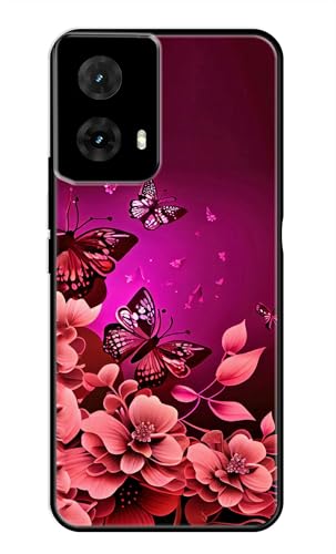 Image of Metal TPU Printed Back Cover for Motorola Moto G85 5G (Butterflies) 360 Degree Protection | Camera Protection -25092024(AH)
