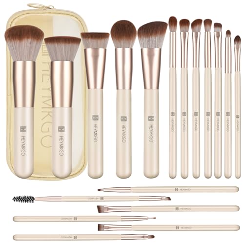 Makeup Brushes HEYMKGO Makeup Brush Set Professional 18 Pcs Make up Brushes with Travel Bag Premium Synthetic Foundation Powder Blush Blending Face Brush Eyeshadow Eyeliner Make Up Brush Kit