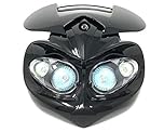 Alchemy Parts Streetfighter Headlight for Motorbikes | Black ABS Housing | Fork Mount Brackets Included | Enhance Visibility & Style