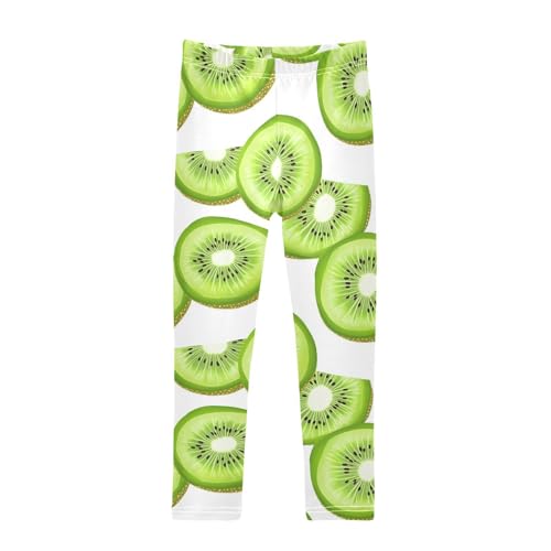 Kiwi Fruit Slice Girls Leggings,Workout Leggings for Girls Toddler Athletic Legging Size for 3-10T