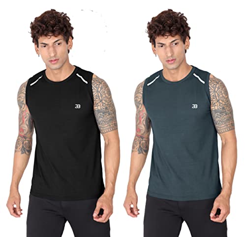 Image of Big Button Mens Dry Fit Stretchable Cut Sleeves Sports Tshirt Tank Top