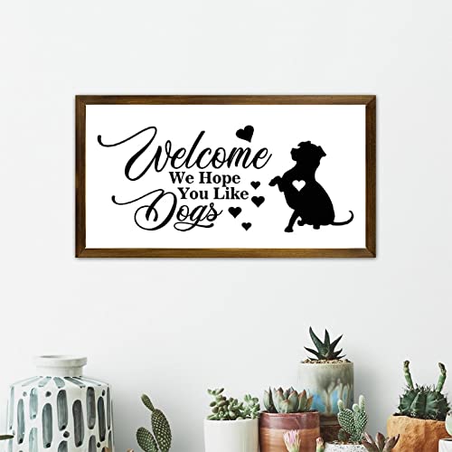 Panneau mural en bois Welcome dogs décoration maison 55x30 cm