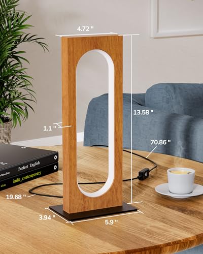Edishine Led Table Lamp, Wooden Bedside Lamp With 3 Color Temperatures & Dimmable thumb #6
