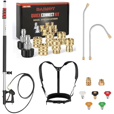 24 FT Telescoping Pressure Washer Wand - Premium Pressure Washer Quick Connect Kit (Brass) Cover