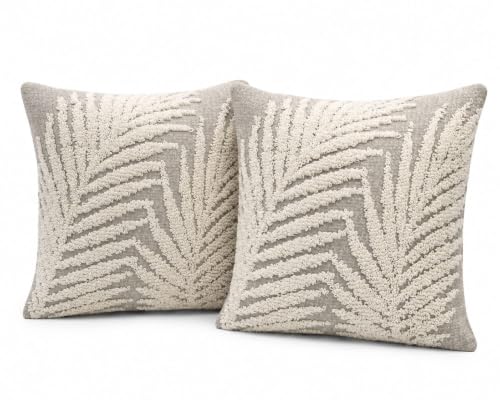 Image of Sofa Cushion Cover Cotton for Living Room Couch Soft Pillow Cover (Grey Leaf, 16 inch x 16 inch)