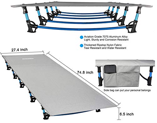 Marchway Ultralight Folding Tent Camping Cot Bed, Portable Compact For Outdoor Travel, Base Camp, Hiking, Mountaineering, Lightweight Backpacking (Grey) #TOP1