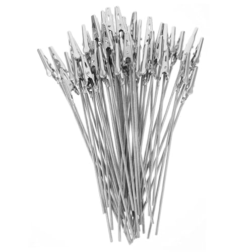 IMIKEYA 40pcs Metal Wire Clamp Long Tailed Clips Cable Fixing Clip for Crafts Diy Wire Rope Alligator Photo Memo Stand