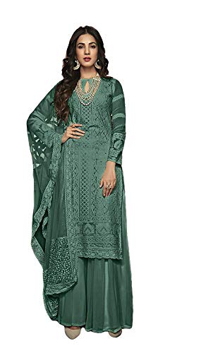 Henith Collection Ready to Wear Pakistani Party Wear Cotton Thread Embroidered Work Straight Salwar Kameez Salwar Suit for Women (Mahendi Green, XL)