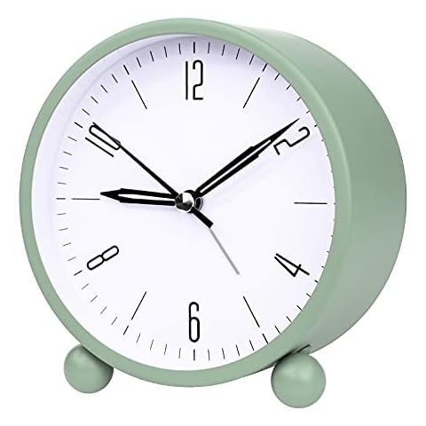 ZOJI Green Alarm Clocks Bedside Non Ticking Slient Clocks with Night Light Simply Function for Bedroom Office Cover