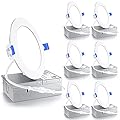 Ensenior 6 Pack 4 Inch Ultra-Thin LED Recessed Ceiling Light with Junction Box, 5000K Daylight, 9W 75W Eqv, Dimmable Can-Killer Downlight, 750LM High Brightness - ETL and Energy Star Certified