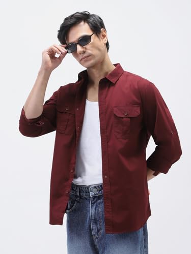 Image of Urbano Fashion Men's Cotton Full Sleeve Regular Fit Casual Solid Shirt