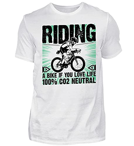 T-shirt homme Riding a Bike blanc XXXL 100% CO2 neutre pour cycliste passionné