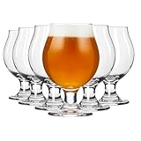 Libbey Entertaining Essentials Belgian Beer Glasses, 13 oz, Craft Beer Glasses Set of 6 for Belgian Ales, Unique Tulip Beer Glasses for Entertaining