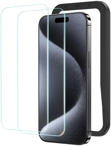 （13:30時点） NIMASO ガラスフィルム iPhone15ProMax用 強化ガラス 保護フィルム ガイド枠付き 2枚セット アイフォン15プロマックス対応（6.7インチ） NSP23H769