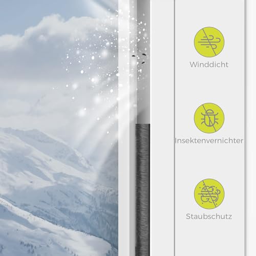 GeckoSeal 6m Bürstendichtung Selbstklebend, 9mm(B) x 9mm(D), Bürstendichtung für Fenster, Schiebetür, Bürstendichtung Rolladen für Kleiderschränk, Türbürstendichtung für Insektenschutz - Grau