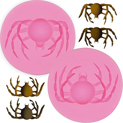 Hengke 2Pcs Spider Shape Silicone Molds For Halloween Party,Scary Themed Party,Pudding,Pan Muffin,Impression Mats Baroque Fondant,Chocolate,Cookie Pastry Pies,Cake Cup,Cake Decoration,Handmade Soap