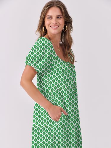 Image of ANRABESS Women's Boho Maxi Dresses 2025 Summer Casual Floral Puff Short Sleeve Tie Front Flowy Swing Tiered Long Beach Dress