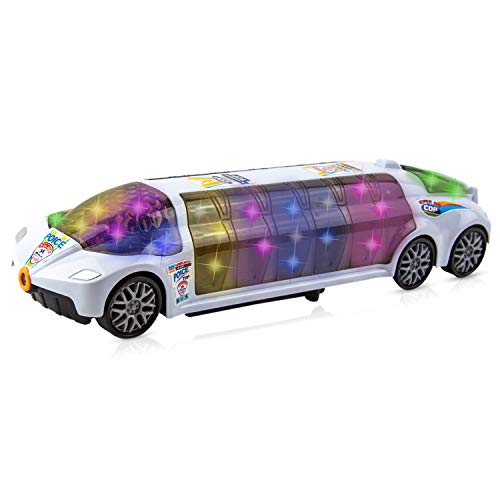 Toysery Police Bus Toy, Electric Police Vehicle with Flashing LED Light and Realistic Sound, Interactive Bump and Go Police Transporter Toy Ideal Gift for Boys Girls Kids Toddlers Birthday Christmas