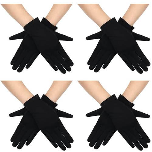 Leumoi 4 Pairs Women UV Gloves Sun Protection Women's Cycling Driving Touchscreen Gloves(Black,Simple Style)