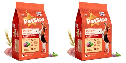 Image of Mankind PetStar Puppy Dry Dog Food (High Protein) Chicken & Wheat Flavor, 10kg (Pack of 2)| Improves Muscle & Strength, Supports Immunity, Protects Liver & Kidney