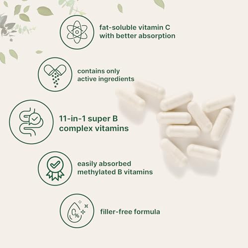 Image of Micro Ingredients Pure Methylated B Complex, 240 Capsules | 11-in-1 Formula with Methylfolate, B12, Thiamin, Inositol, Choline, & Fat Soluble Vitamin C | Clean Ingredients Without Fillers | Non-GMO