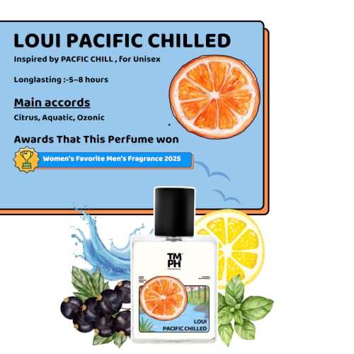 Image of TMPerfumehouse Loui Pacific Chilled for Men & Women | Floral, Powdery & Long Lasting Perfume Spray | Rose, Soft-spicy & Amber Fragrance | Luxury Gift for Him & Her | TMPH | 50ml
