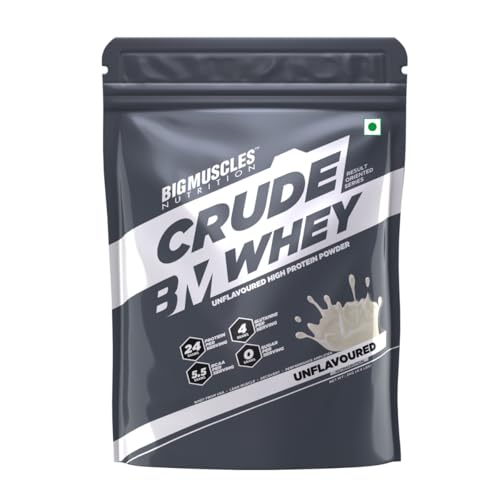 Bigmuscles Nutrition Crude Whey 2kg | US FDA REGD. BRAND | 24g Protein, 5.5g BCAA, 4 g Glutamine