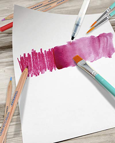 Colour Block Watercolor Pencil Travel Art Set I 34Pc Professional Drawing Kit, 50Sheets Drawing Pad, Paint Brushes I Vibrant Pigments For Coloring, Blending #TOP4