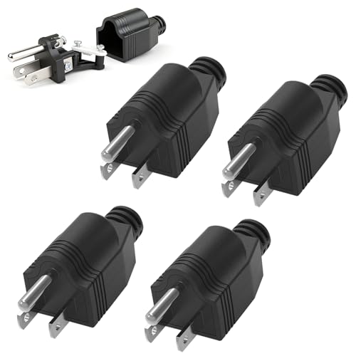 4 Pack Replacement Plug 3 Prong 3 Prong Plug 15A 125V Black