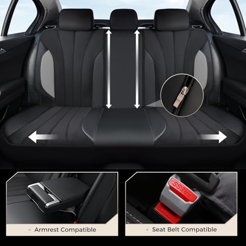 Image of Coverado Automotive Seat Cover Full Set, Front and Rear Seat Covers, Waterproof Leather Seat Covers 5 Seats, Luxury Car Seat Protectors Universal Fit for Most Vehicles, SUV, Truck, Sedan