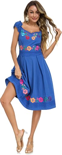 Image of Women's Mexican Dress Embroidered Causal Lace Party Dress