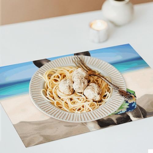 Set de table lavable en PVC motif bouledogue imperméable - 8