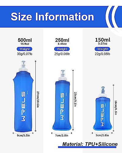 Wrels Tpu Soft Flask Lightweight Portable Resable Water Bottle,Bpa Free Collapsible Flask For Hydration Pack In Running Hiking Cycling And Marathon(500Ml-2 Packs) #TOP1